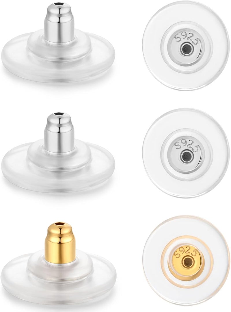 Formulen 925 Sterling Silver & 18K Gold Plated Locking Earring Backs Replacements, 6pcs/3pairs, Secure & Hypoallergenic for Studs & Heavy Droopy Earrings - Image 1